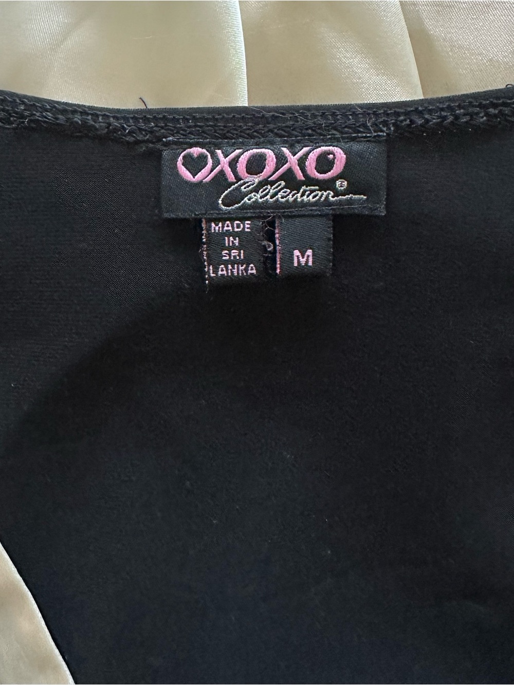 VTG Y2K XOXO Black Midi Dress with Cream Satin Trim - Picture 6 of 7